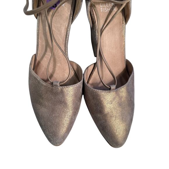 Eileen Fisher gold bronze D'Orsay Block Heel shoes size 8 - Picture 1 of 7
